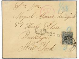 CUBA. 1891 (5 Abril). HABANA A NEW YORK Circulada Con Sello Fiscal De 5 Cts. Azul. Franqueo No Aceptado En Carta Al Exte - Other & Unclassified