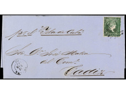 CUBA. 1863. HABANA A CÁDIZ. 1 Real Verde FALSO POSTAL (Graus Tipo III, Guerra Tipo I). Ant.8F. - Sonstige & Ohne Zuordnung