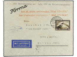 CUBA. 1928 (10-X). ALEMANIA A LA HABANA. Circulada Con Sello Alemán De 4 Mk. Castaño Por GRAF ZEPPELIN Vía New York (fec - Other & Unclassified