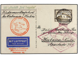 CUBA. 1930 (19-5). ALEMANIA A HABANA. Circulada Con Sello Alemán De 4 Mk. Castaño 'Sudamerika Fahrt' Por GRAF ZEPPELIN,  - Andere & Zonder Classificatie