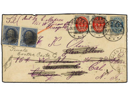 DINAMARCA. 1895. HOLBEK To GLEN ELLEN. 4 Ore Blue And 8 Ore Red And Green. Redirected To Chicago With Two USA Stamps Of  - Other & Unclassified