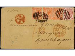 ANTILLAS DANESAS. 1869. ST. THOMAS To COPENHAGEN. Envelope Franked With GB. 3 D. Rose (pl. 5) And 4 D. Vermeillon (3) (p - Otros & Sin Clasificación