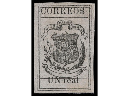 (*) REPUBLICA DOMINICANA. 1867-71. 1 Real Negro S. Rosa. Muy Bonito Ejejmplar. Sc.24. - Other & Unclassified