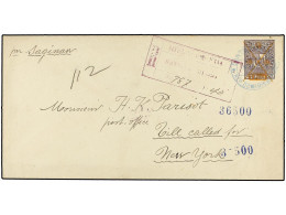 REPUBLICA DOMINICANA. 1891. SANTO DOMINGO A NEW YORK. Entero Postal De Tamaño Grande (186 X 95 Mm.) De 1 Peso S. 25 Cts. - Other & Unclassified