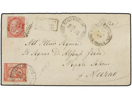 EGIPTO. 1869 (Feb. 19). Cover From TANTA To NAPOLI SALERNO (Italy) Franked By 1867 1pi. Red Tied By Bold POSTE VICE-REAL - Sonstige & Ohne Zuordnung