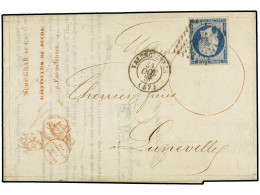 FRANCIA. 1857. VALENCIENNES A LUMEVILLE. 20 Cts. Azul Sobre Envuelta-formula Con Publicidad Impresa RAFFINEURS DE SUCRE/ - Other & Unclassified