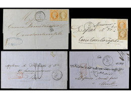 FRANCIA. 1858-64. PAQUEBOTS DE CE. MEDITERANEE. Group Of Nine Covers With Cds. Cachet AMERIQUE, INDUS, JOURDAIN, LA CLYD - Autres & Non Classés