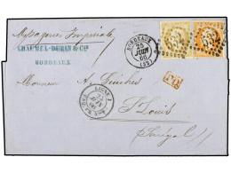 FRANCIA. 1866 (June 25). Cover From BORDEAUX To ST. LOUIS (Sénégal), Endorsed 'Messageries Imperiales', Franked By 1862  - Other & Unclassified