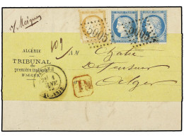 ARGELIA. 1875. Circular Impresa Circulada Por Correo Certificado En ARGEL Con Franqueo De 10 Cts. Bistre (defecto En Una - Sonstige & Ohne Zuordnung