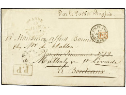 GUADALUPE. 1860 (June 23). Cover To BORDEAUX By British Packet Struck With Unframed STE. ANNE-GUADELOUPE Datestamp In Bl - Other & Unclassified