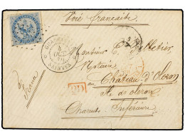 GUADALUPE. 1870 (Oct 4). Cover To FRANCE Franked At Military Concession Rate With 1859-65 Eagle 20 C. Blue Cancelled By  - Altri & Non Classificati