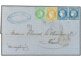 GUADALUPE. 1872 (Nov 10). Outer Letter Sheet From Pointe A Pitre To Le Havre With Three Colour Franking Of 1872-77 Imper - Other & Unclassified