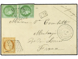 GUADALUPE. 1873 (May 6). Cover From Basse-Terre To France Franked By 1871 40c Orange And 1872-77 5c Green (2) Tied By Do - Other & Unclassified