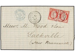 GUADALUPE. 1879 (Feb 10). Entire Letter To SACKVILLE (New Brunswick), Franked By Imperforate Ceres 1872/77 80 C. Carmine - Other & Unclassified