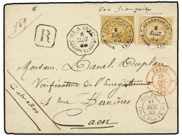 GUADALUPE. 1883 (Dec. 6). Registered Cover To Caen Franked At Military Concession Rate With Mixed Issue Usageof General  - Otros & Sin Clasificación