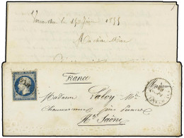 FRANCIA. 1855 (June 9). CRIMEAN WAR. Ladies's Embossed Envelope With Complete Original Contents Sent To FRANCE From VARN - Autres & Non Classés