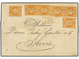 LEVANTE: CORREO FRANCES. 1872. CONSTANTINOPLA A PARÍS. 40 Cts. Naranja (6), Mat. ANCLA Y Fechador CONSTANTINOPLE/PAQ. FR - Andere & Zonder Classificatie