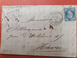 Napoléon 20ct Sur Lettre Avec Texte De Paris Pour Le Havre En 1865 - Ref  2826 - 1877-1920: Période Semi Moderne