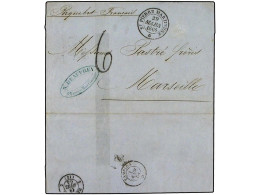 MARTINICA. 1864 (March 29). Cover To Marseille Bearing Superb Strike Of ST PIERRE-MARTINIQUE Cds Of Despatch In Black, V - Other & Unclassified