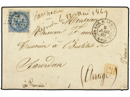 MARTINICA. 1869 (9 Abril). Sobre Matasellado En La Escala De PORT DE FRANCE. Circulada A FRANCIA Con Sello De 20 Cts. Az - Other & Unclassified