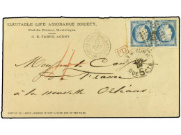 MARTINICA. 1875. BRITISH POST OFFICE. Envelope To New Orleans, United States Bearing French General Colonies 25 Cents Bl - Autres & Non Classés