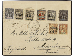 MARTINICA. 1897. Registered Envelope To Munich Franked 1c., 2c. & 10c. 'Sage'; '01c' On 2c, Together With Imperf 10c., 1 - Autres & Non Classés