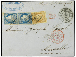 MARTINICA. 1871. ST. PIERRE A FRANCIA. Circulada Con Sellos De Colonias De 10 Cts. Bistre Y 20 Cts. Azul (2), Fechador O - Autres & Non Classés