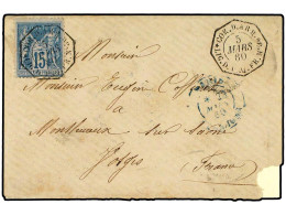 MARTINICA. 1880 (March 5). Military Cover To Vosges, France With Blue Octagonal Cachet On Reverse: 'Correspondance Des A - Other & Unclassified