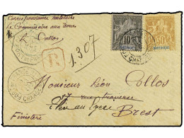 MARTINICA. 1895. Registered Military Mail Envelope To France Bearing 10 C Black (Yvert 35) And 30 C Brown (Yvert 39) Tie - Sonstige & Ohne Zuordnung