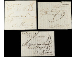 MONACO. 1740-1778. 3 Covers With 'MONACO' Manuscript Mark. - Sonstige & Ohne Zuordnung