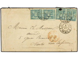 NUEVA CALEDONIA. 1877 (Sept 1). Cover To NANTES Franked By General Issues Type Sage 10c. Green On Greenish, Two Pairs, T - Andere & Zonder Classificatie