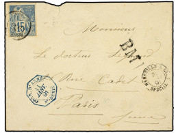 REUNION. 1891. Cover At Military Convession Rate To PARIS Franked By Dubois 1881 15c. Blue Tied By REUNION-ST. BENOIT Cd - Other & Unclassified