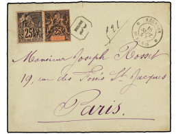 REUNION. 1897 (Sept. 16). Cover To PARIS With Mixed Franking Of General Issues Dubois 1881 25c. Black On Lilac And 1893  - Sonstige & Ohne Zuordnung