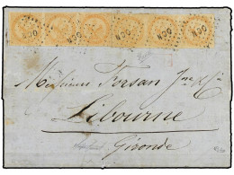 TAHITI. 1865 (Nov 1). Cover At Double Rate From TAHITI To LIBOURNE Franked By 1859-65 Eagle 40c. Vermilion In Two Strips - Altri & Non Classificati