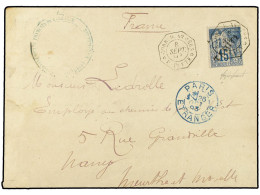 TAHITI. 1893 (Sept 8). Cover To Nancy At Concessionary Soldier's Rate, Franked By Diagonally Surcharged (reading Up To R - Other & Unclassified