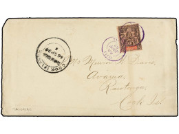 TAHITI. 1899 (Aug 26). Cover From TAIOHAE To RAROTONGA (Cook Islands) Franked By 1892 25c. Black On Rose Tied By Two Str - Other & Unclassified