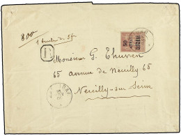 ZANZIBAR. 1900 (Nov 25). Registered Cover Commercially Used To NEUILLY SUR SEINE (France) Franked By 1896 50a. On 5fr. L - Autres & Non Classés