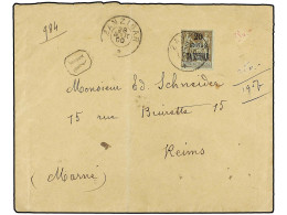 ZANZIBAR. 1900 (Aug 28). Registered Cover To REIMS Franked By 1896 20a. On 2fr. Blistre On Azure Tied By ZANZIBAR Cds In - Autres & Non Classés