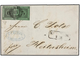 ALEMANIA ANTIGUOS ESTADOS: BADEN. 1855. MANNHEIM To HEITERSHEIM. 3 Kr. Black On Green And 6 Kr. Black On Green (Mi. 3b,  - Andere & Zonder Classificatie