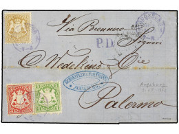 ALEMANIA ANTIGUOS ESTADOS: BADEN. AUGSBURG To PALERMO. 1 Kr. Green, 3 Kr. Red And 6 Kr. Bister With Blue AUGSBURG Cds. V - Autres & Non Classés