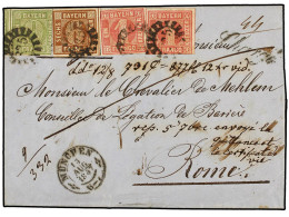 ALEMANIA ANTIGUOS ESTADOS: BAVIERA. 1857. Registered Cover From MUNICH To ROME Franked By 1kr. Rose-red (2), 6kr. Brown  - Autres & Non Classés