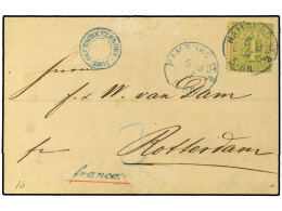 ALEMANIA ANTIGUOS ESTADOS: HAMBURGO. 1867. HAMBURGO A ROTTERDAM (Holanda). 4 Sh. Verde. MAGNIFICA. Mi.16. - Autres & Non Classés