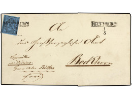 ALEMANIA ANTIGUOS ESTADOS: OLDENBURGO. 1852. 1/30 Thaler Black On Blue, Fine Example On Attractive Outer Letter Sheet To - Sonstige & Ohne Zuordnung