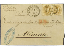 ALEMANIA ANTIGUOS ESTADOS: PRUSIA. 1865 (Jan 21st). Cover From Remscheid To Alicante, SPAIN Bearing Two Rouletted 1861 3 - Autres & Non Classés