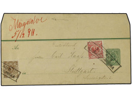 MARRUECOS ALEMAN. 1894 (Dec 5). 3pf. Green Postal Stationery Newspaper Wrapper Used From Mogador (Essaouria) To Stuttgar - Other & Unclassified