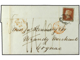 GRAN BRETAÑA. 1847. Envelope To FRANCE Bearing SG 8a, 1d Brown (imperf Four Margins) Cancelled By LIVERPOOL NUMERAL, Rou - Sonstige & Ohne Zuordnung