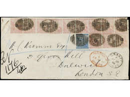 AFRICA DEL SUR. 1881 (July 30). Registered Cover To LONDON Franked By Extraordinary Usage Of Twelve '3' On 3d. Pale Dull - Other & Unclassified
