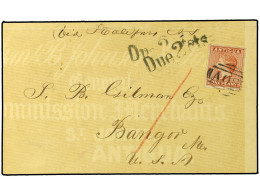 ANTIGUA. 1871 (April 27). Illustrated Cover (return Address) From Antigua Via Halifax, Nova Scotia To Bangor, USA With 1 - Autres & Non Classés