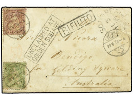 AUSTRALIA. 1878 (May 28). Small Envelope To Bendigo (Victoria Mining District) Franked By 1867 25c. Green And 50c. Maroo - Altri & Non Classificati