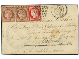 CEILAN. 1876 (Feb. 16). Cover To A Ship's Captain Care Of The French Consul In POINTE DE GALLES (Galle, Ceylon), Franked - Other & Unclassified